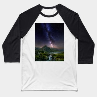 Milky Way Rising over Welsh Mountains and Lake Baseball T-Shirt